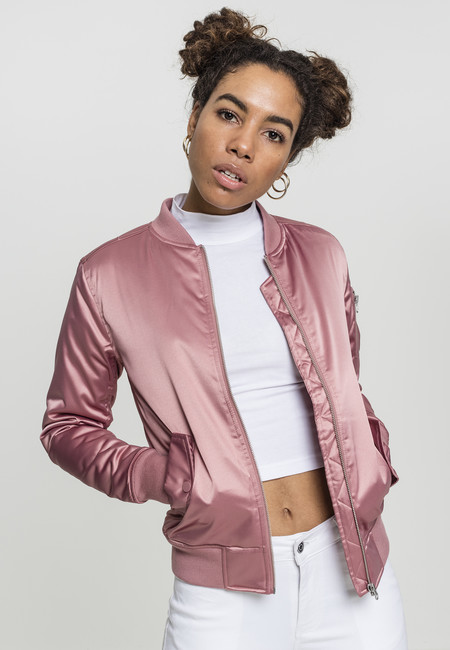 Urban Classics Ladies Satin Bomber Jacket oldrose -  -  Online Hip Hop Fashion Store