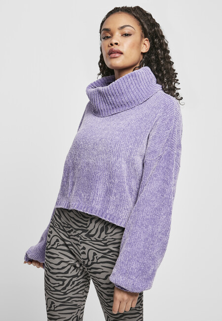 Urban Classics Ladies Short Chenille Turtleneck Sweater lavender -  Gangstagroup.com - Online Hip Hop Fashion Store