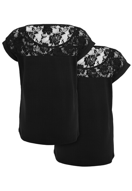 Urban Classics Ladies Top Laces Tee 2-Pack black+black - Size:XL