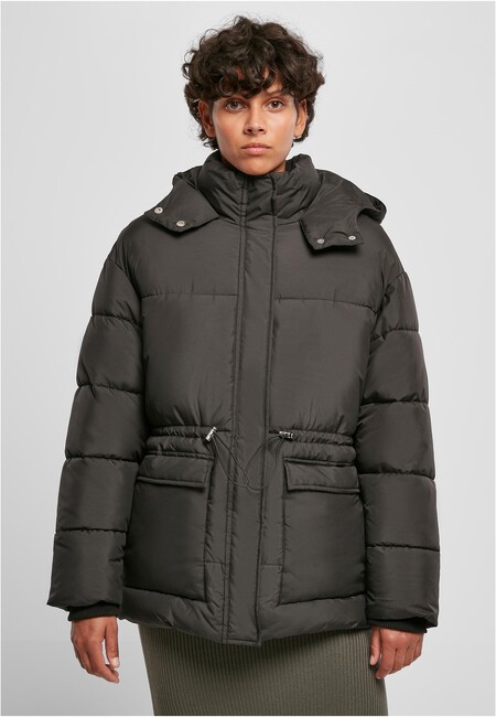 Urban Classics Ladies Waisted Puffer Jacket black - Size:XL