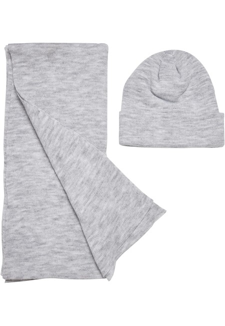 Urban Classics Recycled Basic Beanie and Scarf Set heathergrey -  Gangstagroup.com - Online Hip Hop Fashion Store