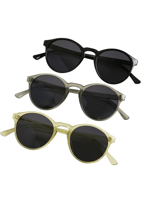 Urban Classics Sunglasses Hop Fashion Online Hip Store black/lightgrey/yellow - Gangstagroup.com 3-Pack - Cypress