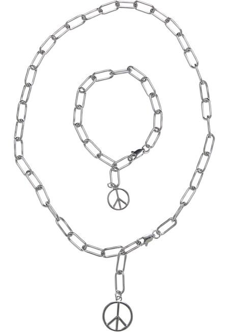 Urban Classics Y Chain Peace Pendant Necklace And Bracelet silver -  Gangstagroup.com - Online Hip Hop Fashion Store